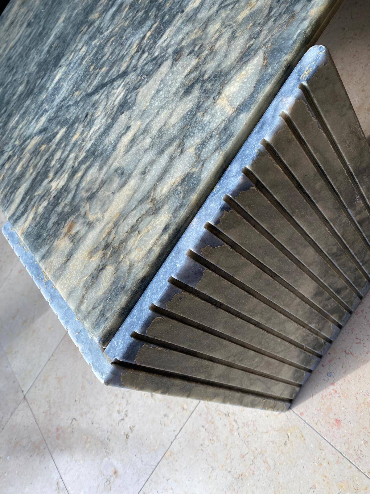 Roche Bobois marble coffee table, leaf, 70s