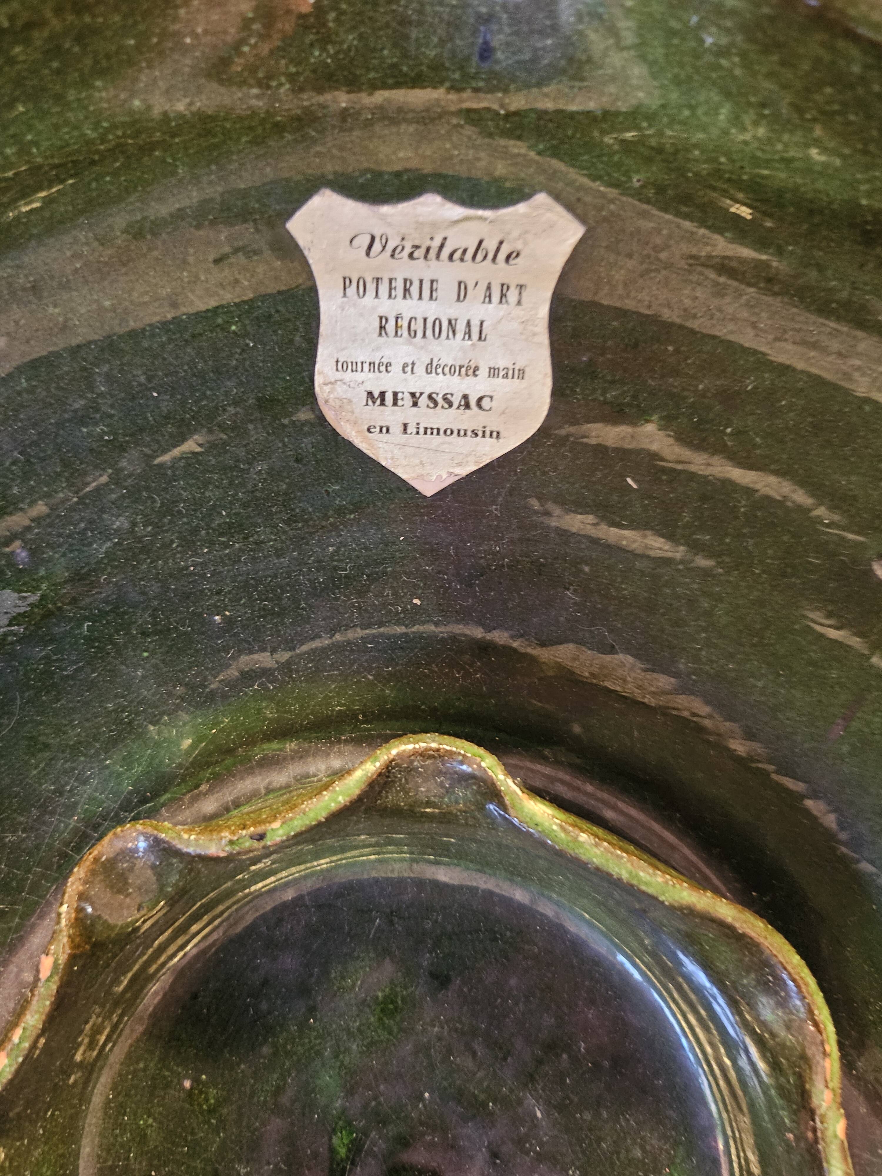 Green glazed terracotta poly-lobed bowl — Meyssac Art Pottery