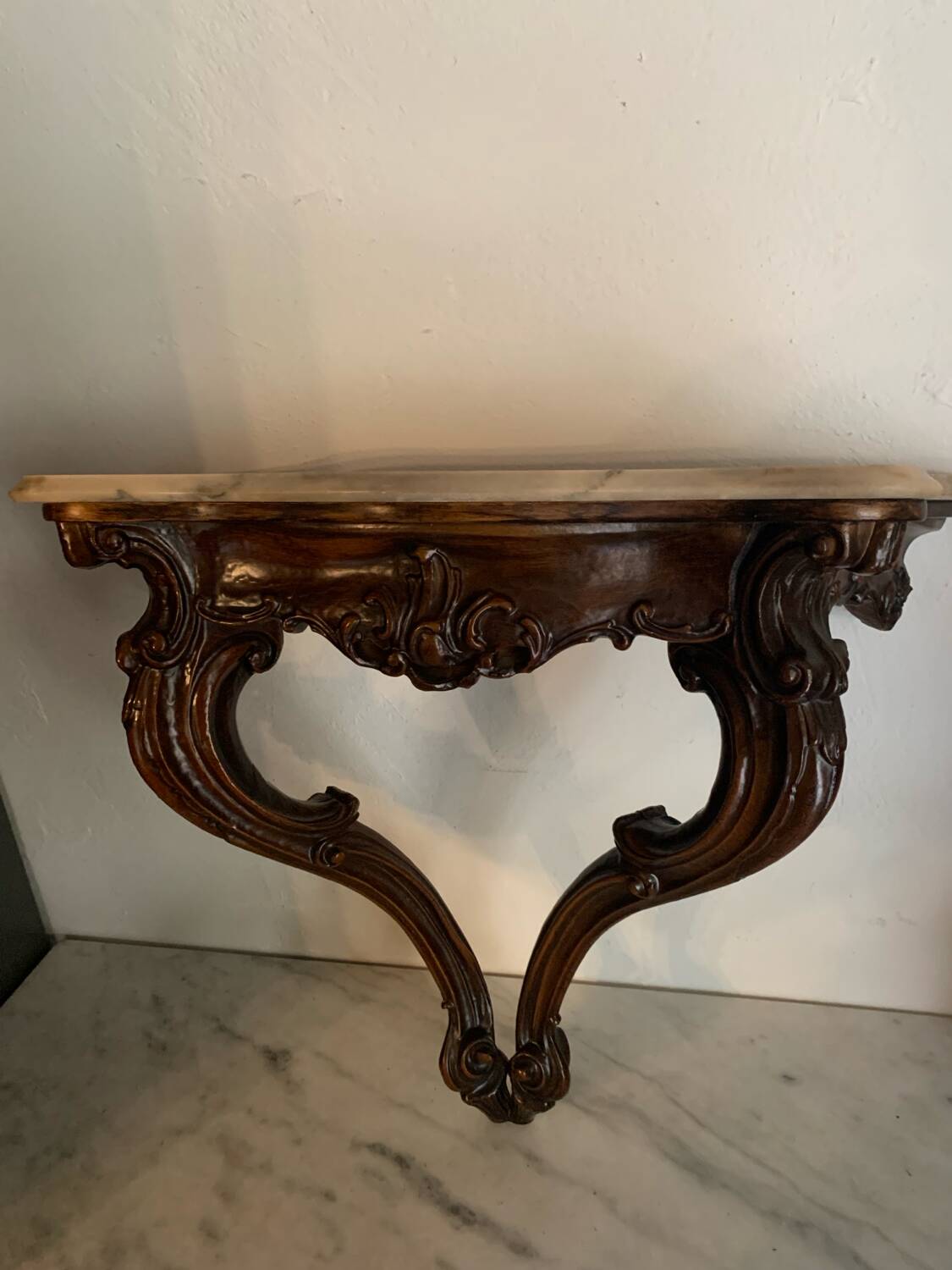 Wood and marble wall console