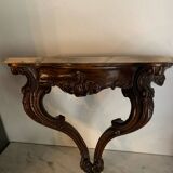 Console murale bois et marbre