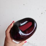 Set of three blown glass vases – deep purple and opaline white