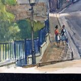 André Duculty (1912-1990) Watercolor on paper "Square du Sacré Coeur in Montmartre, Paris" Signed