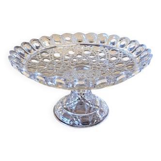 Molded glass compote bowl, geometric decoration