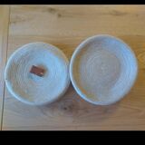 Basket with braided rope and leather lid