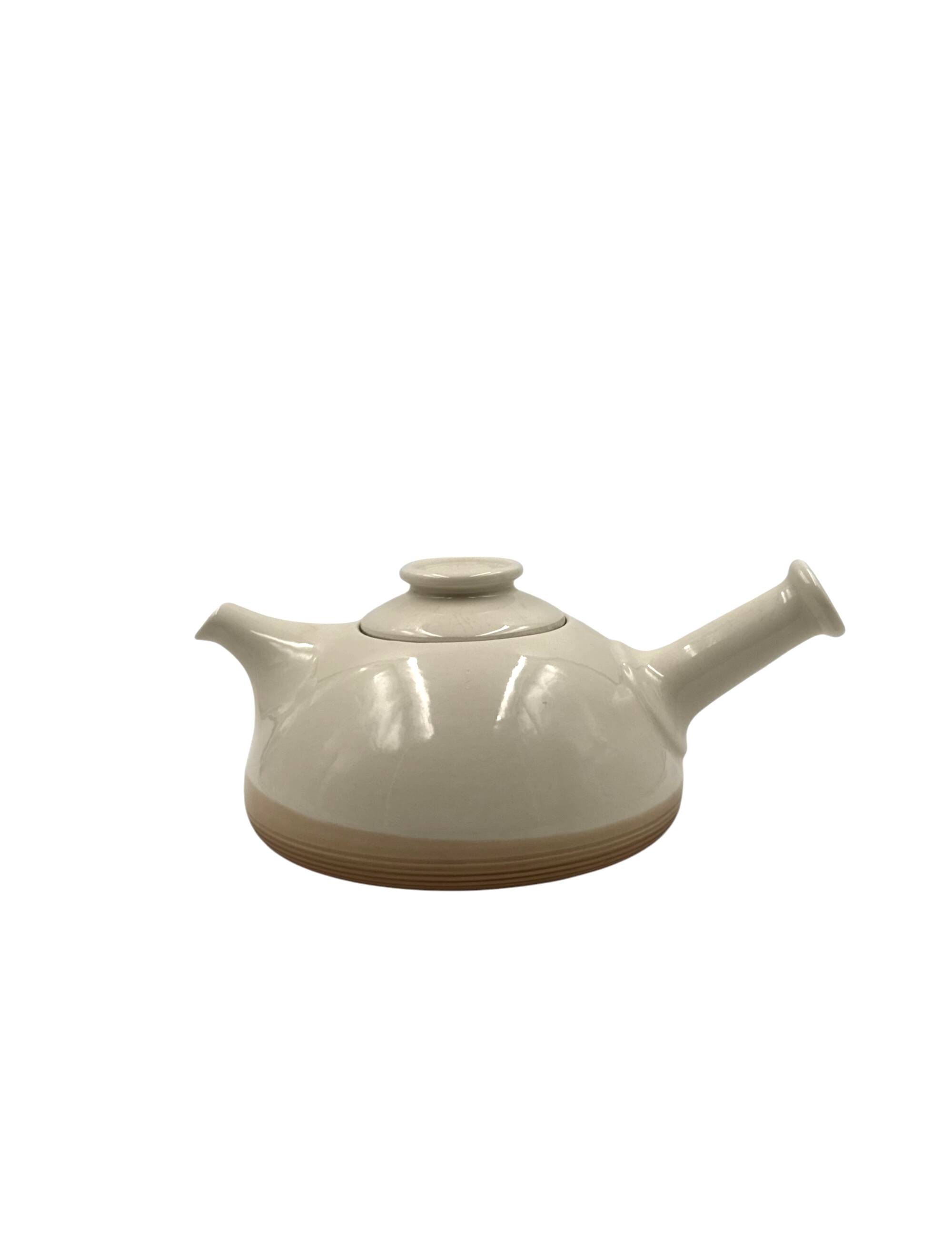 Mid-century Modern cream gres teapot, Franco Bucci Italy ca. 1970
