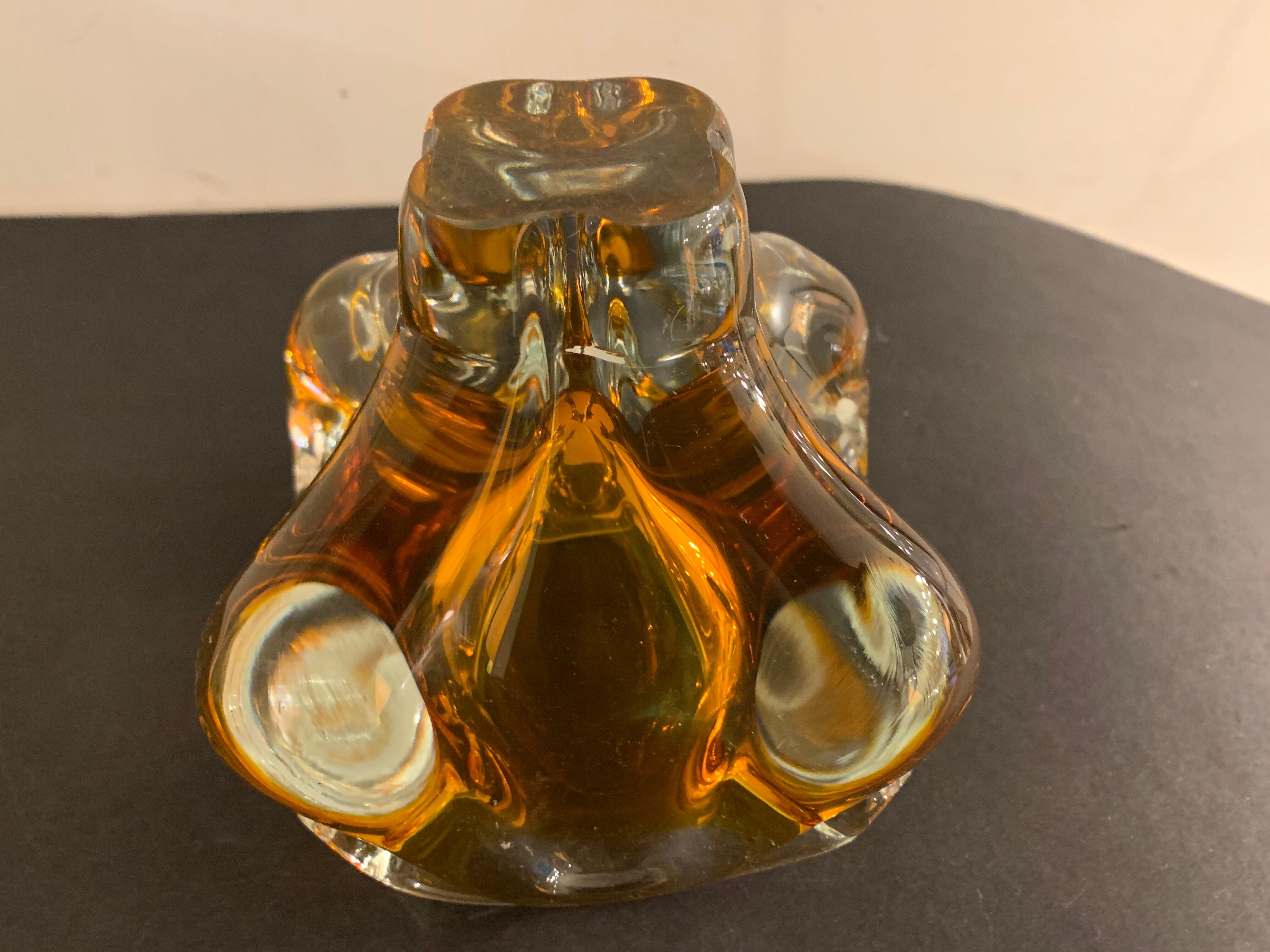 Murano orange-yellow glass ashtray 1960