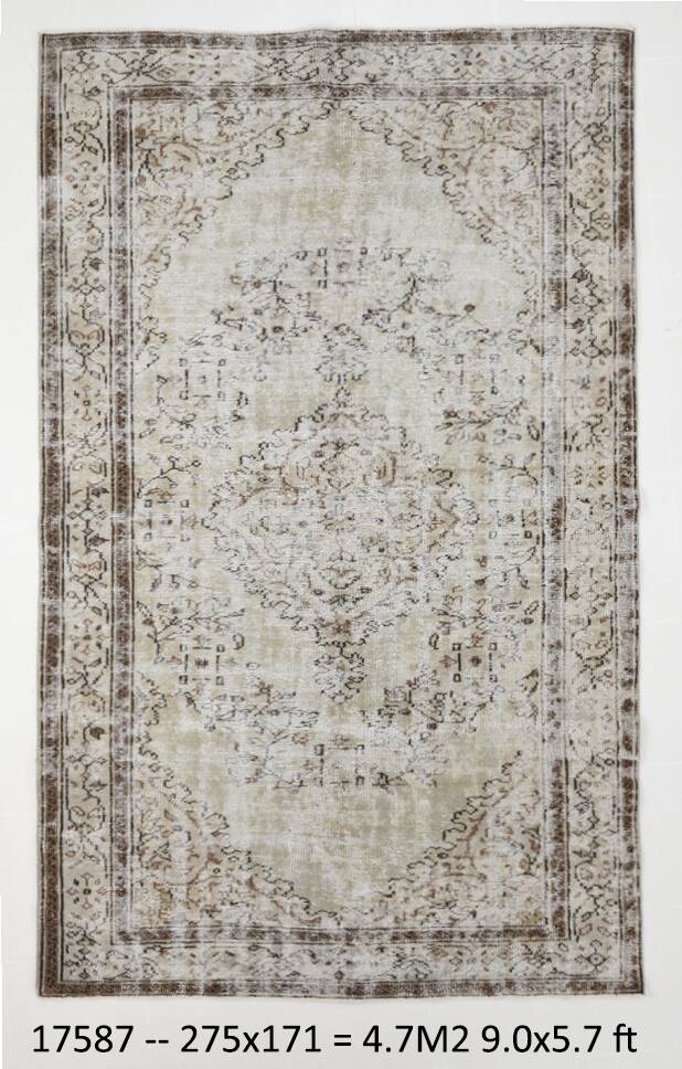 5x9 Brown & Beige Madallion Pattern Vintage Rug, 171x267Cm