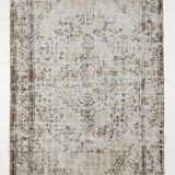 5x9 Brown & Beige Madallion Pattern Vintage Rug, 171x267Cm
