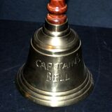 Table bell captain's bell in gilded brass and bell wood