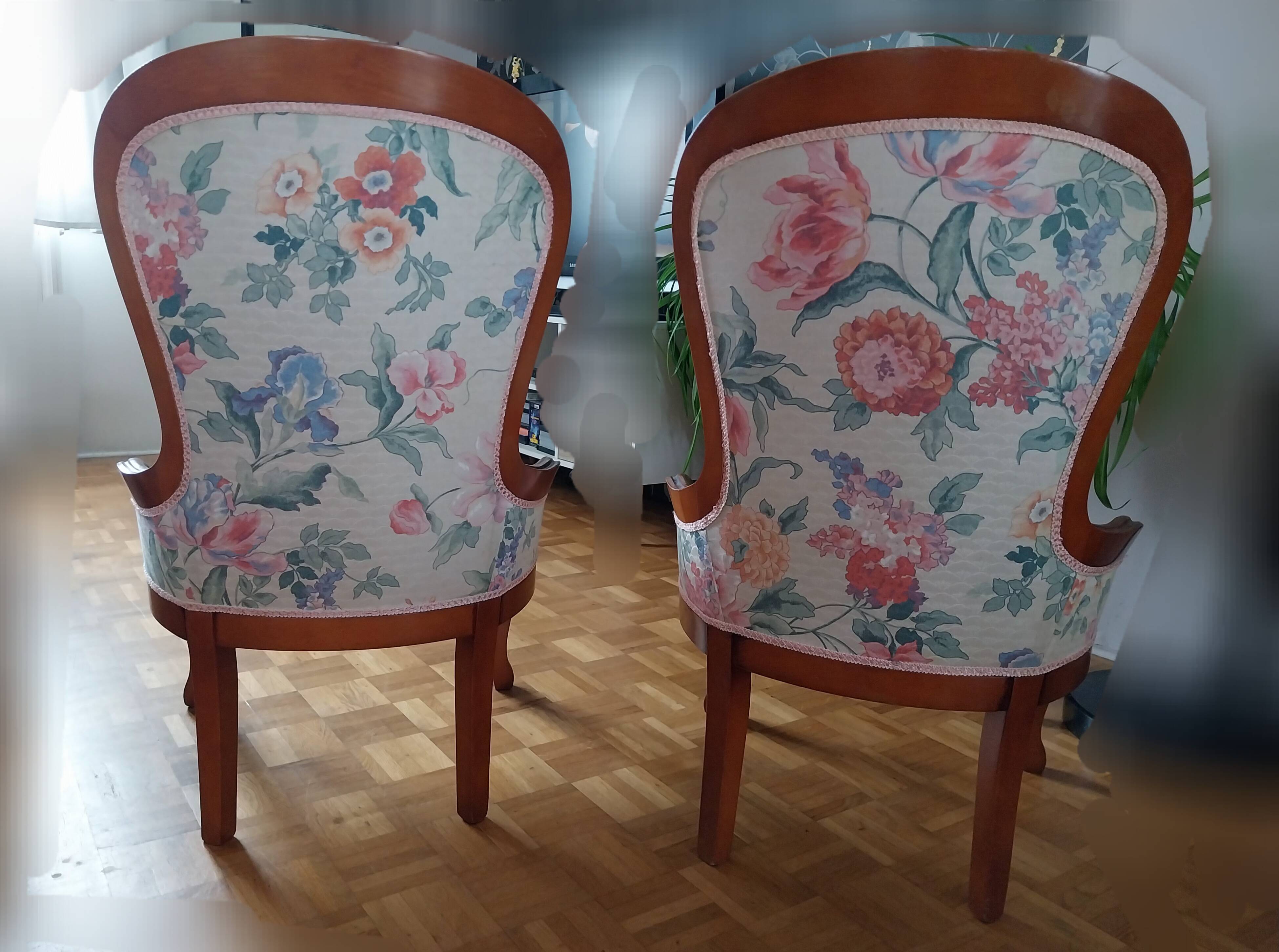 Pair of bergère armchairs