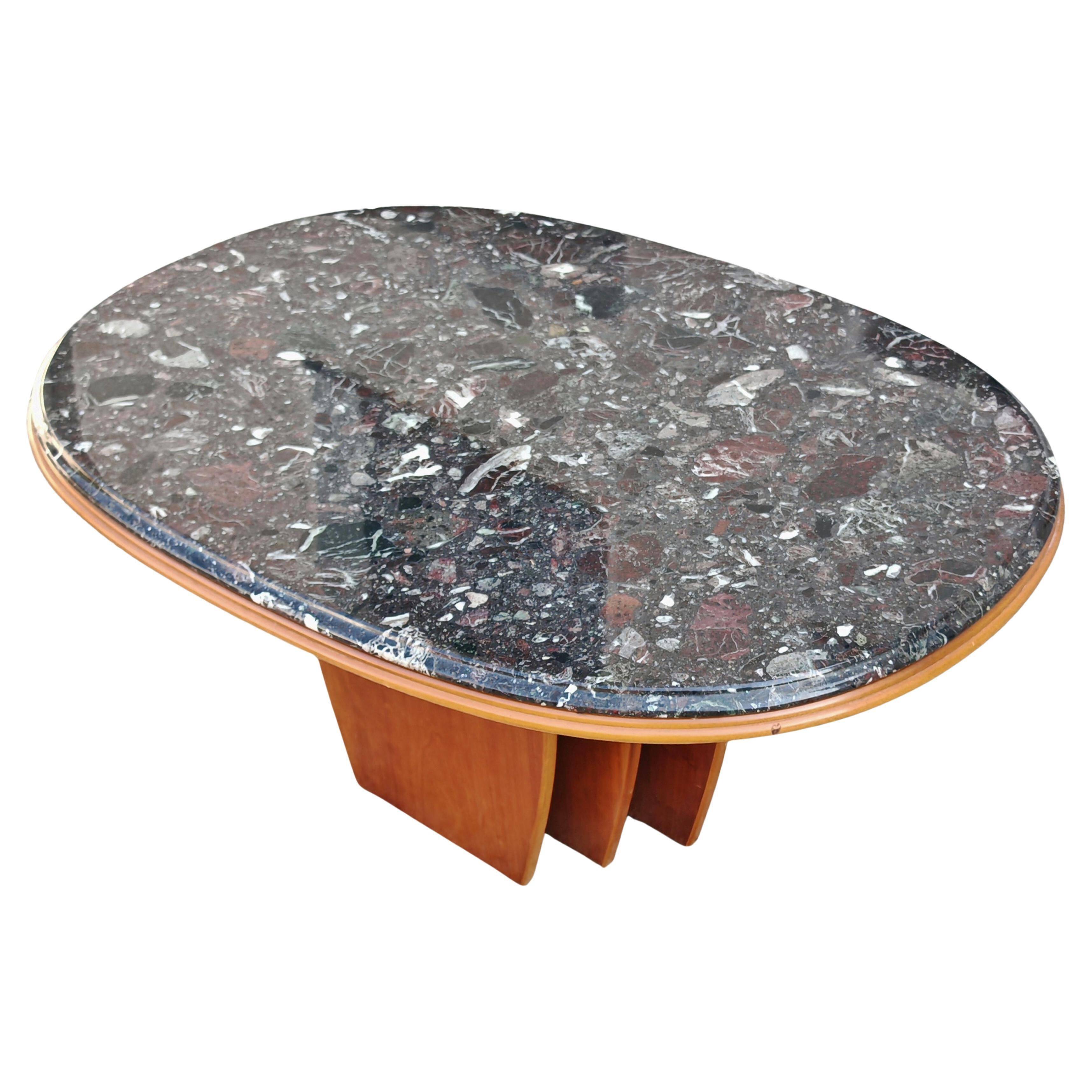 Table basse Mid Century Modern en cerisier avec dessus en granit, Danemark 1970