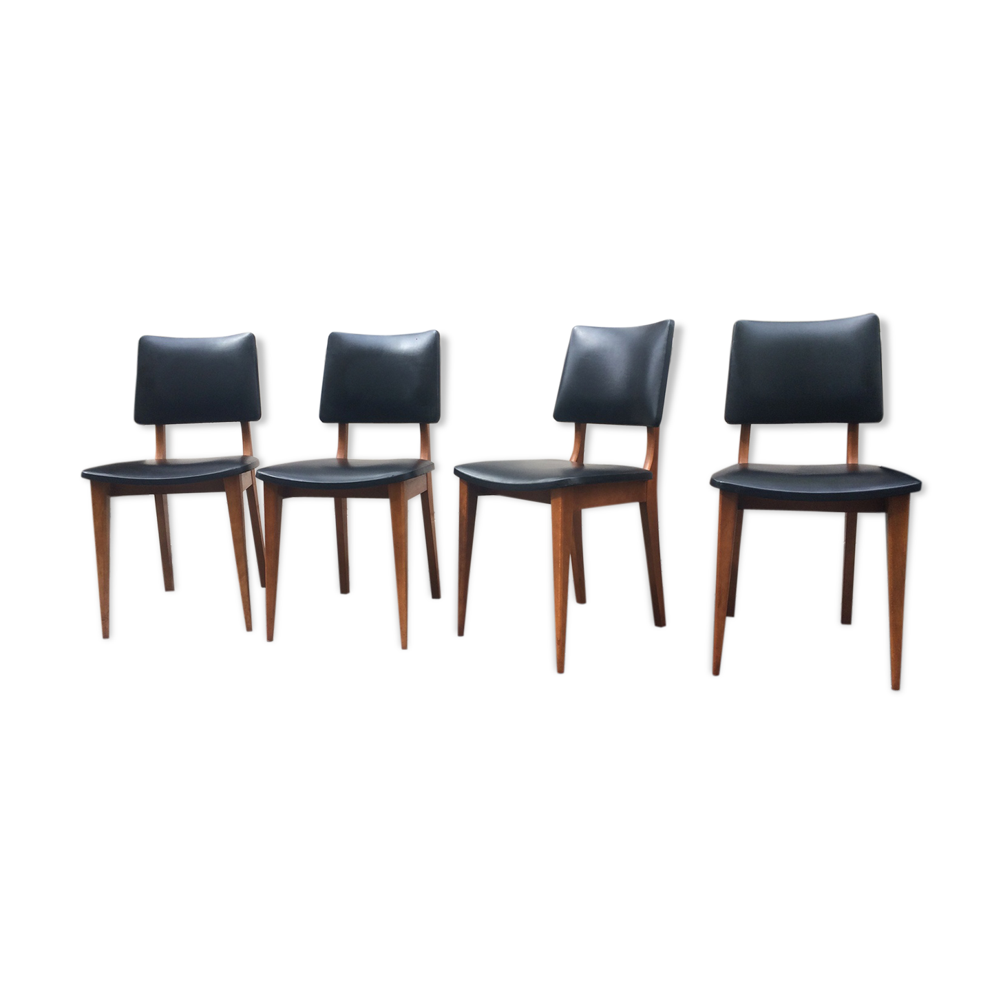 All 4 Scandinavian chairs, teak and skai, 1960