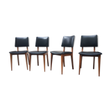 All 4 Scandinavian chairs, teak and skai, 1960