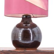 Purple ceramic lamp, painted silk shade, 1970s.