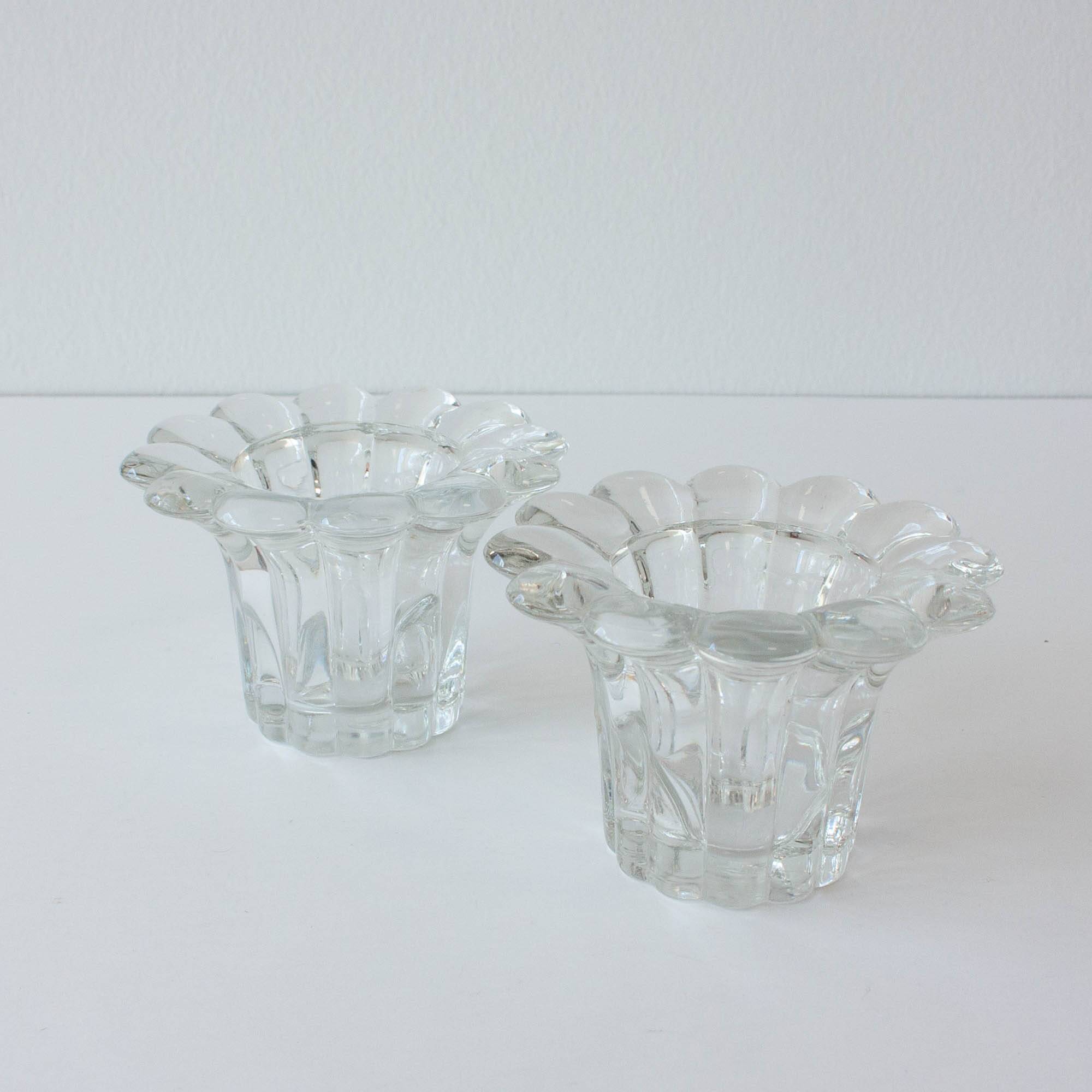 Vintage 1980s Reims-Style Glass Candle Holders