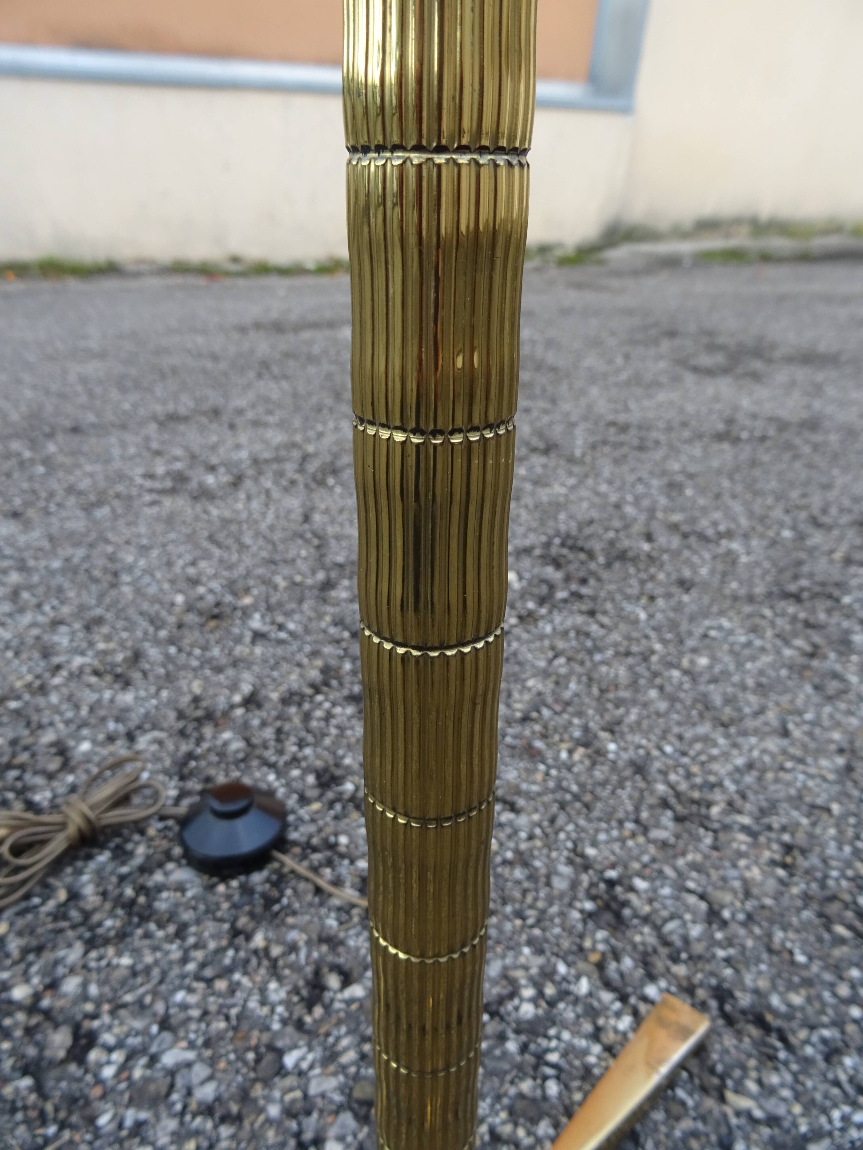 Vintage 70s bronze imitation bamboo floor lamp