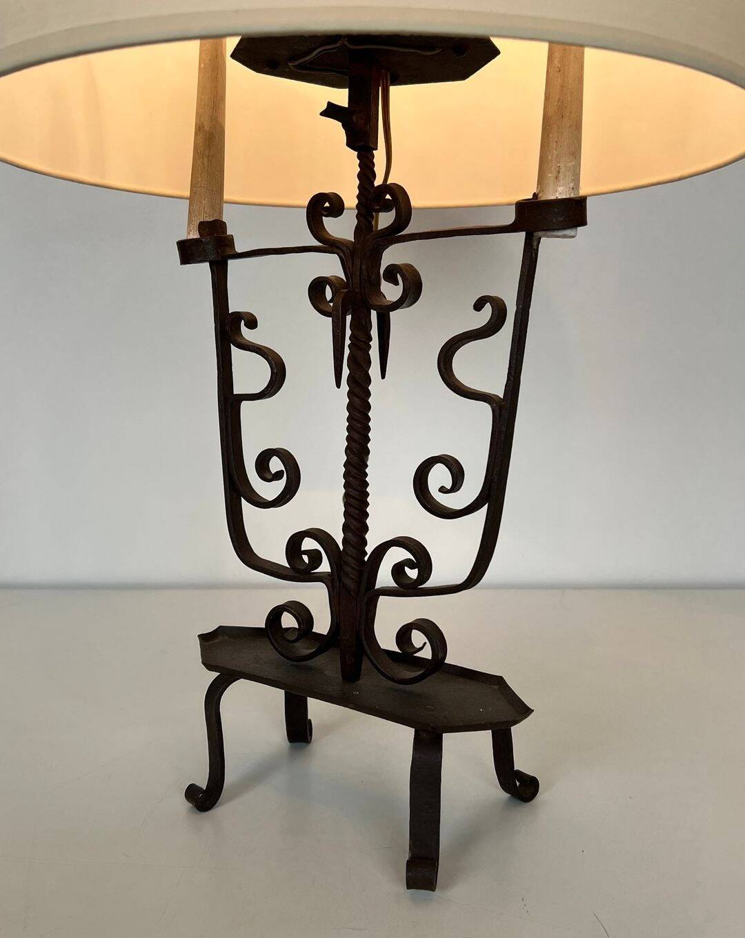 Wrought Iron Candelabrum with Six Lights, French Work, circa 1950