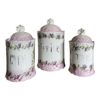 Spice jars flour coffee tea shabby chic