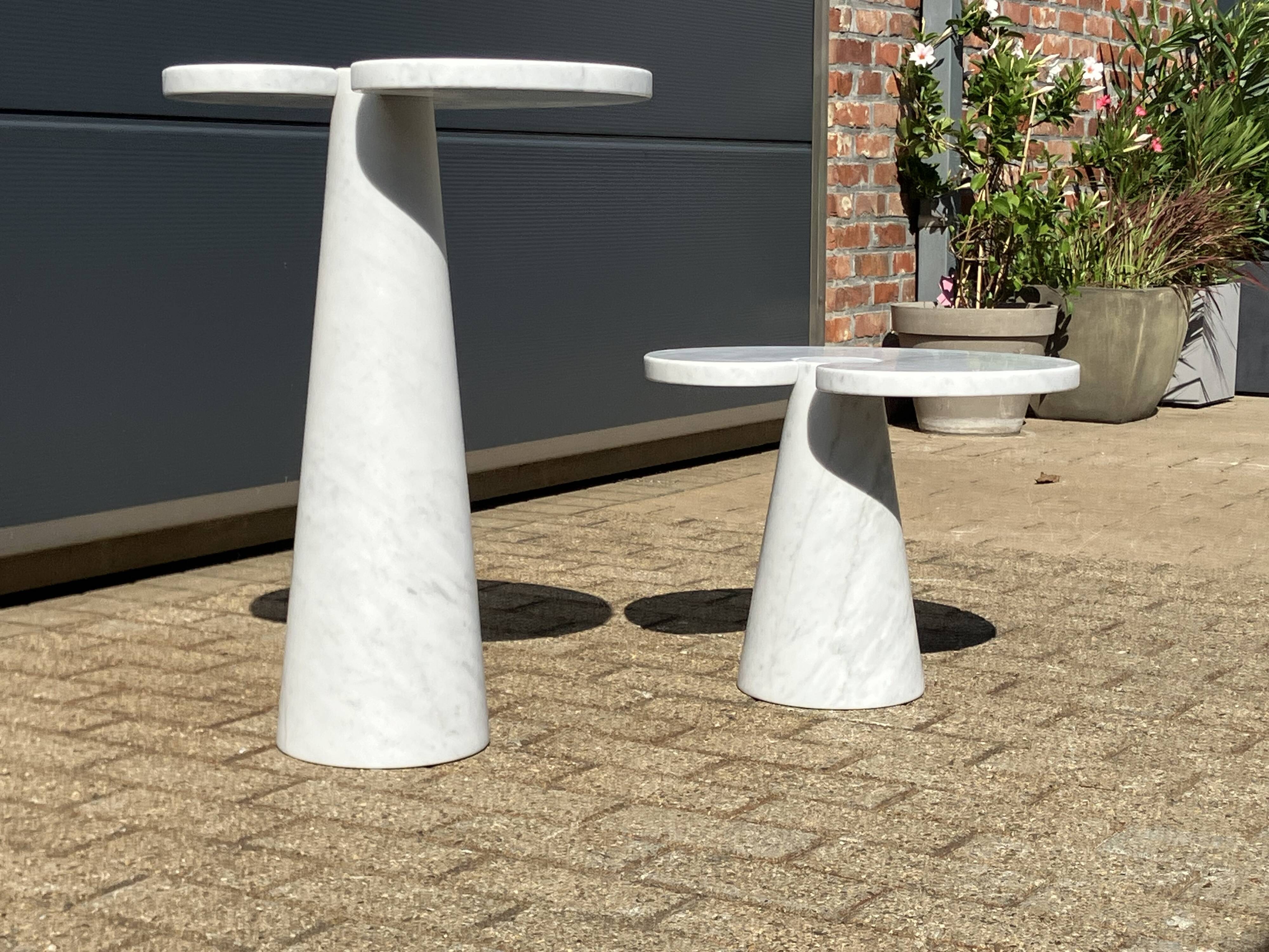 2x Eros Side table Angelo Mangiarotti Carrara marmer Nieuwstaat!
