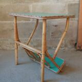 Rattan side table, magazine rack