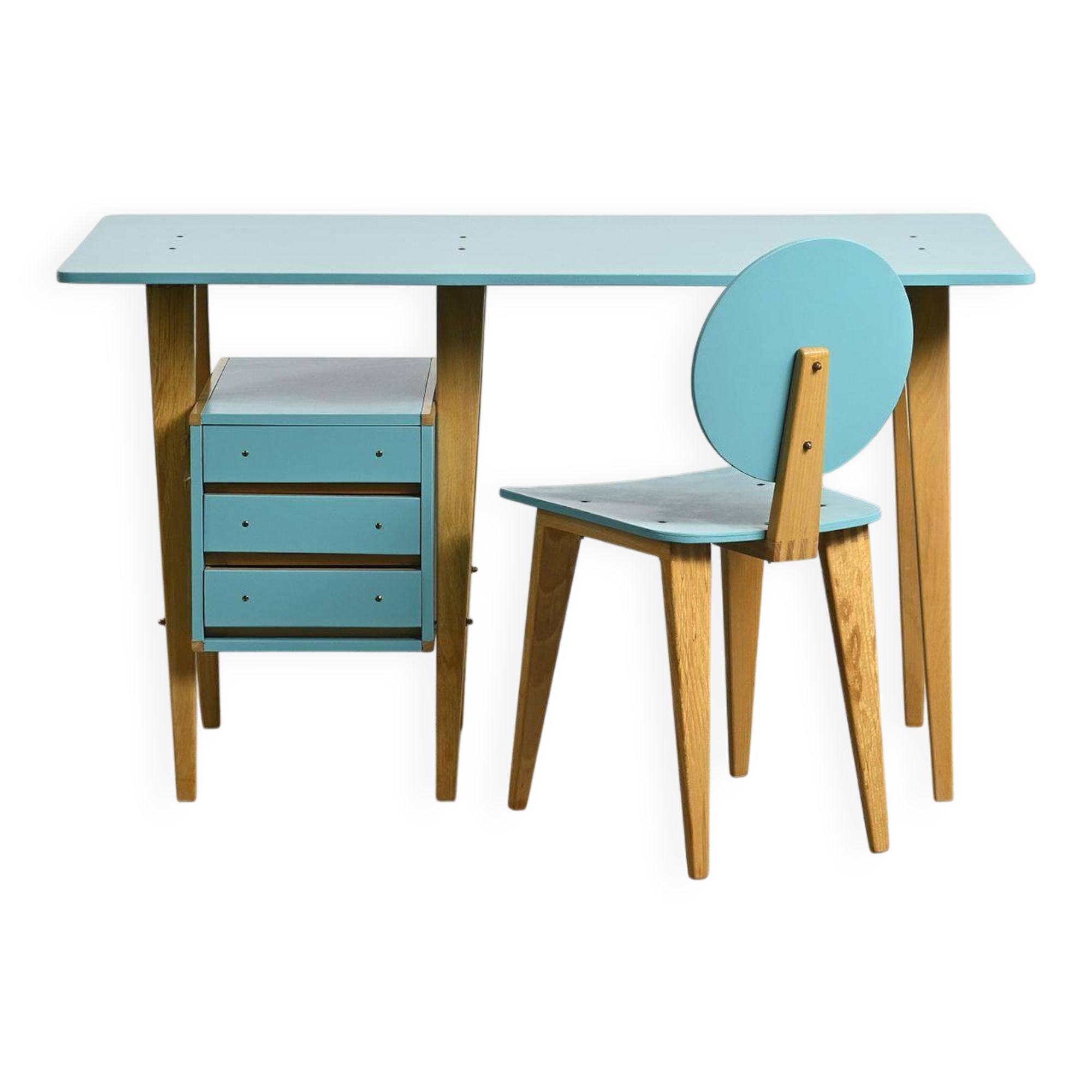 Ensemble bureau et chaise par André Sornay, Sornay Meubles Lyon 1955