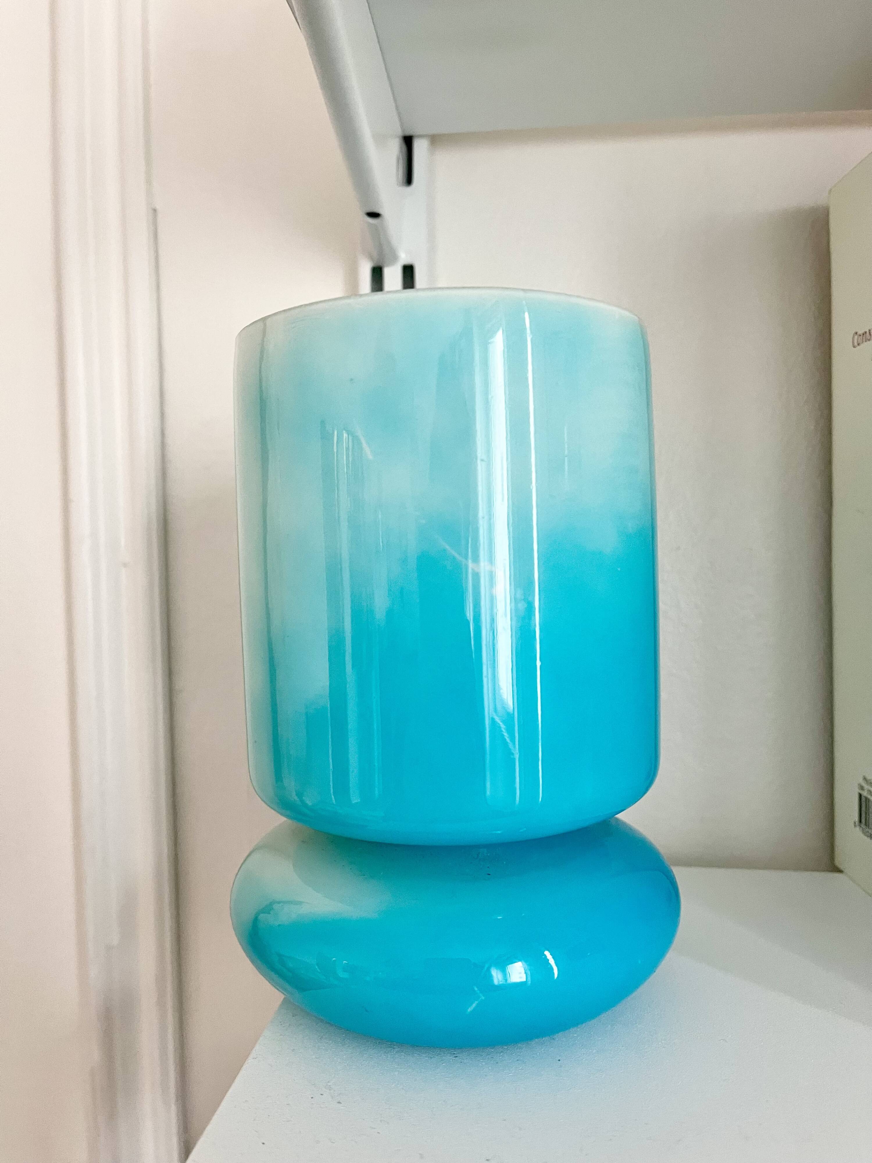 Vintage blue blown glass lamp 90