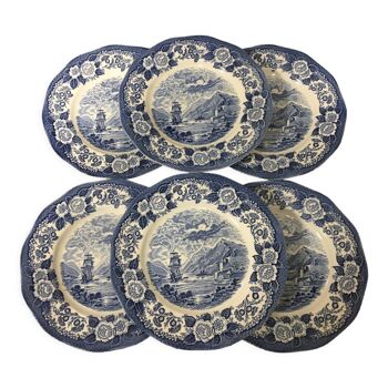 6 assiettes plates "Lochs of Scotland" Wegwood