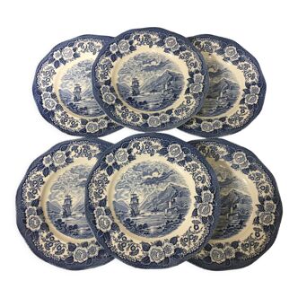 6 flat plates "Lochs of Scotland" Wegwood