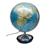 Beau Globe terrestre vintage lumineux , veilleuse lampe pied chromé 70's