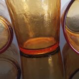 6 old amber colored glasses "lever" year 1970