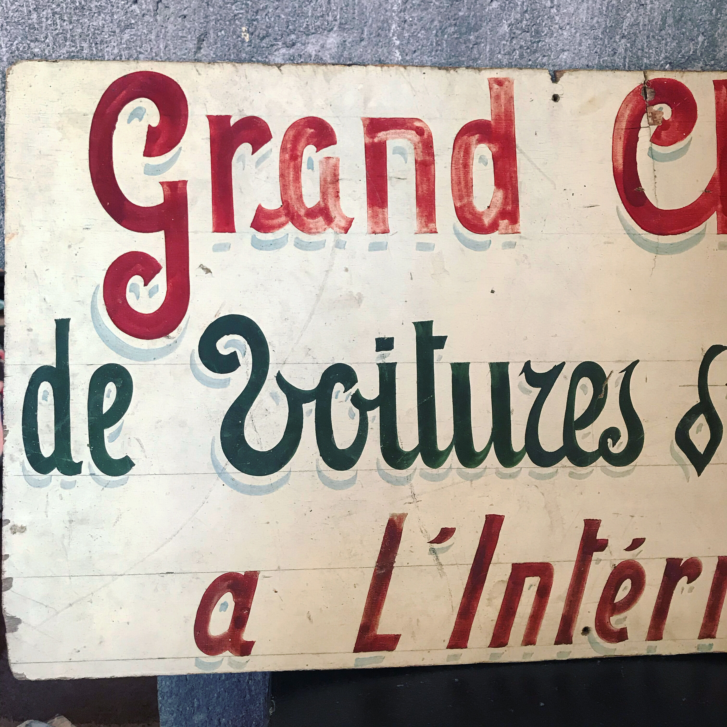 Store sign. Children's cars. Vintage signs. Around 1940/1950s.