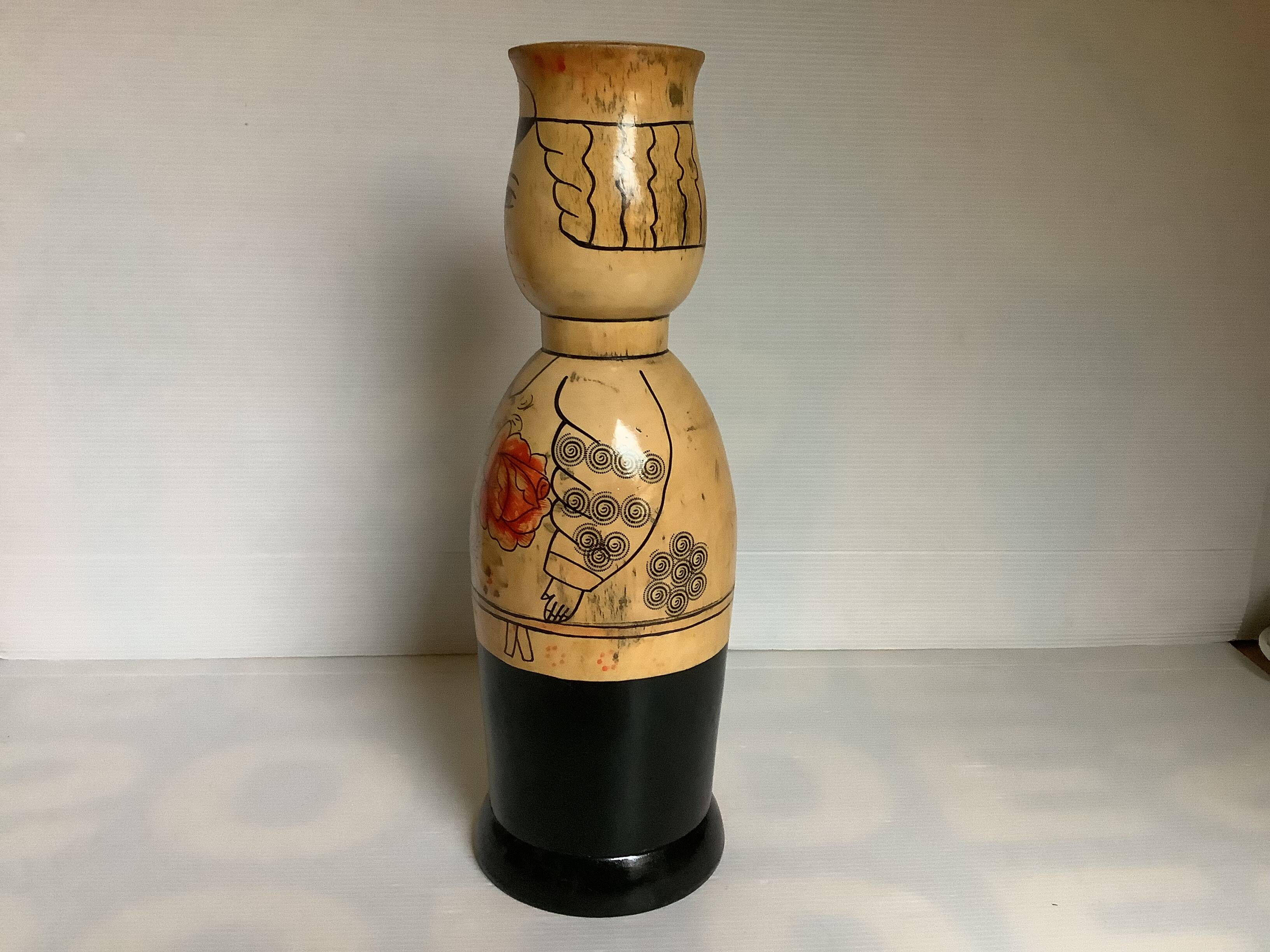 Large Russian doll bottle cover hand decorated