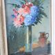 Pair of small antique floral oils by Jean Le Flaouter