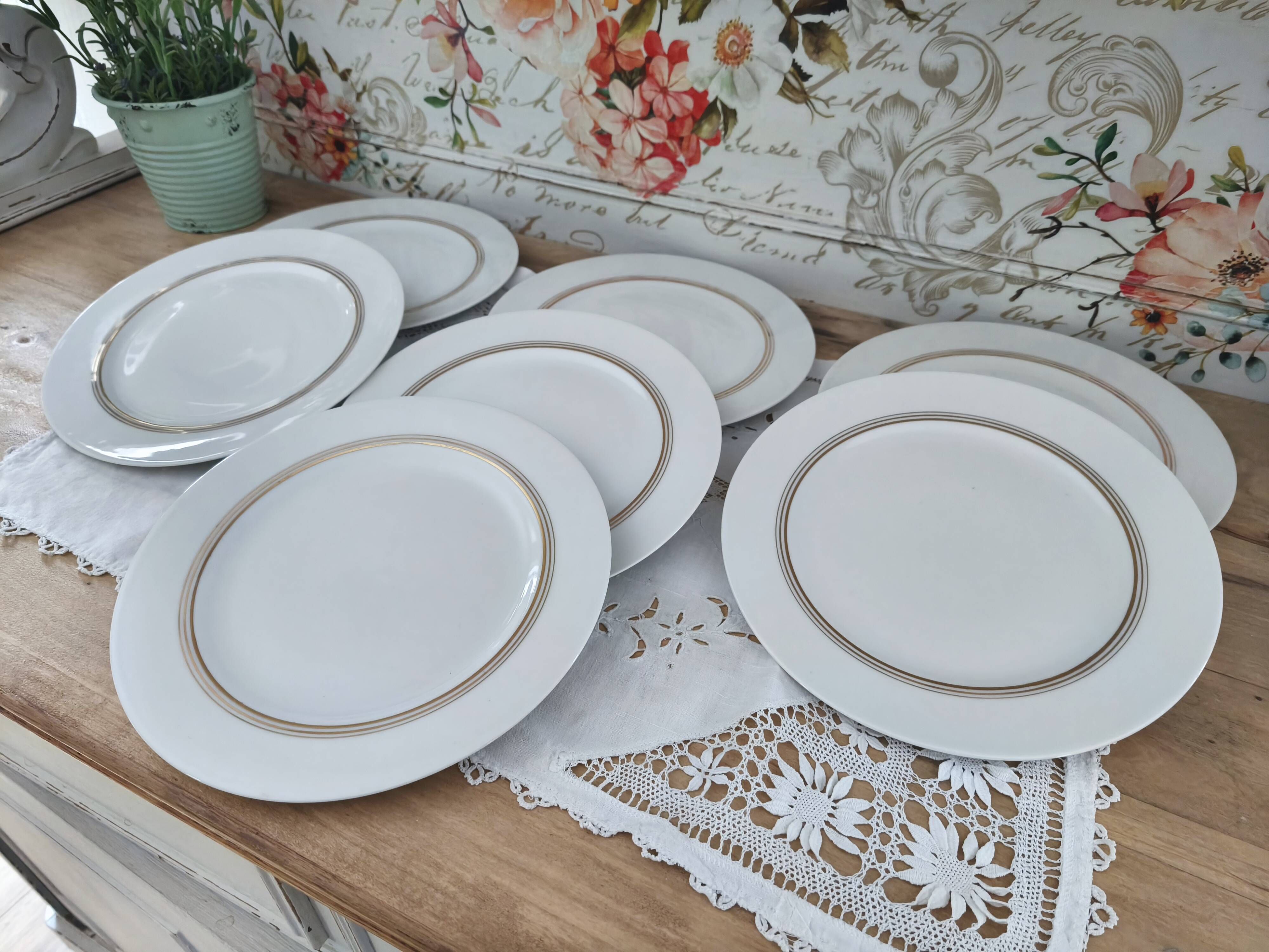 Set of 7 Limoges porcelain dinner plates from Maison Charles Ahrenfeldt