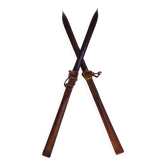 Paire de skis vintage en bois L=198cm