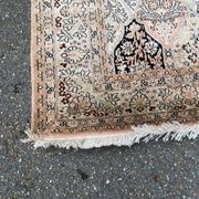 Tapis persan beige laine cachemire d'Inde fait main 127x190cm