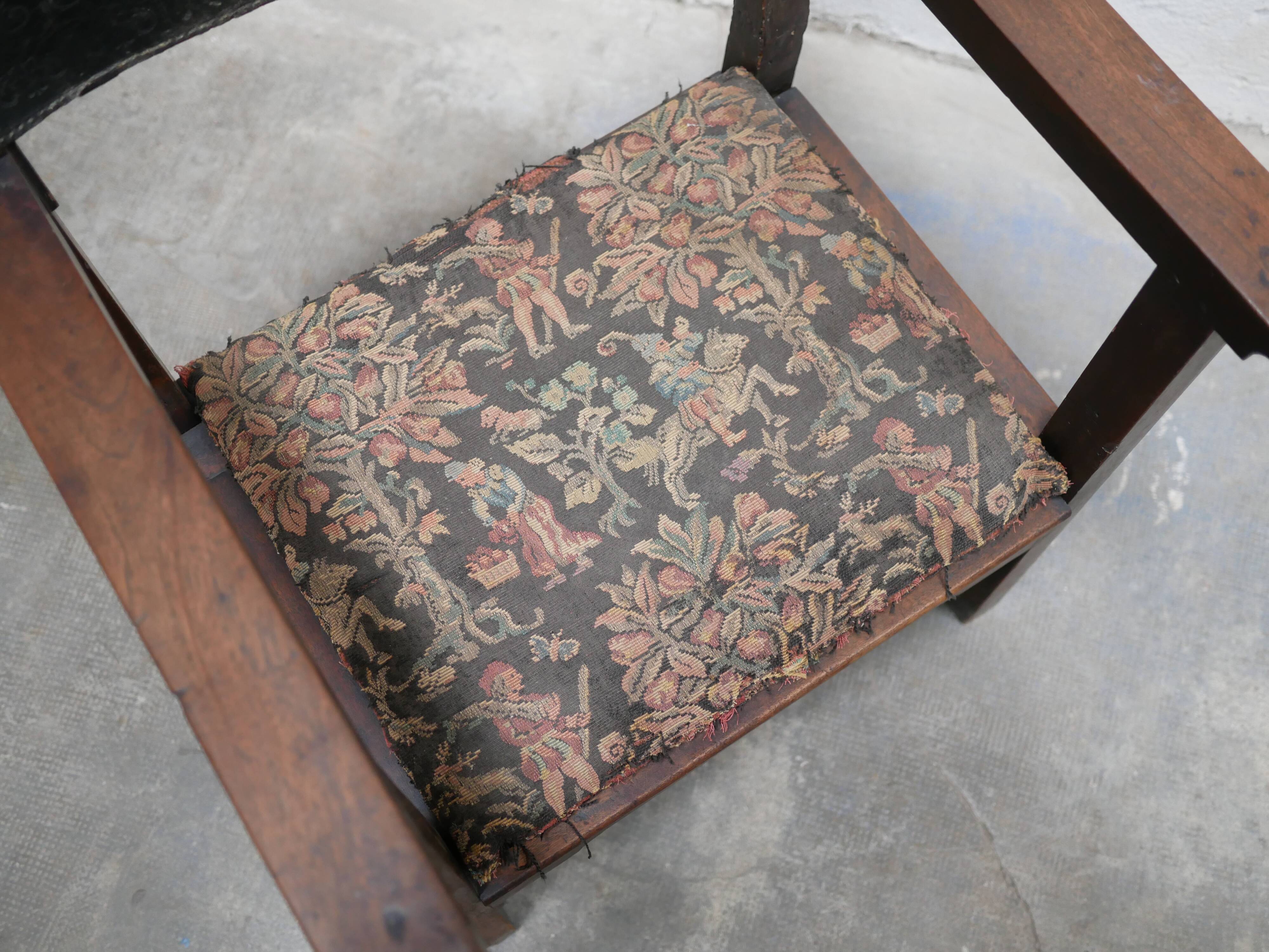 Wooden chest armchair, XIX th