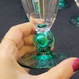 6 Luminarc molière champagne flutes aqua green foot