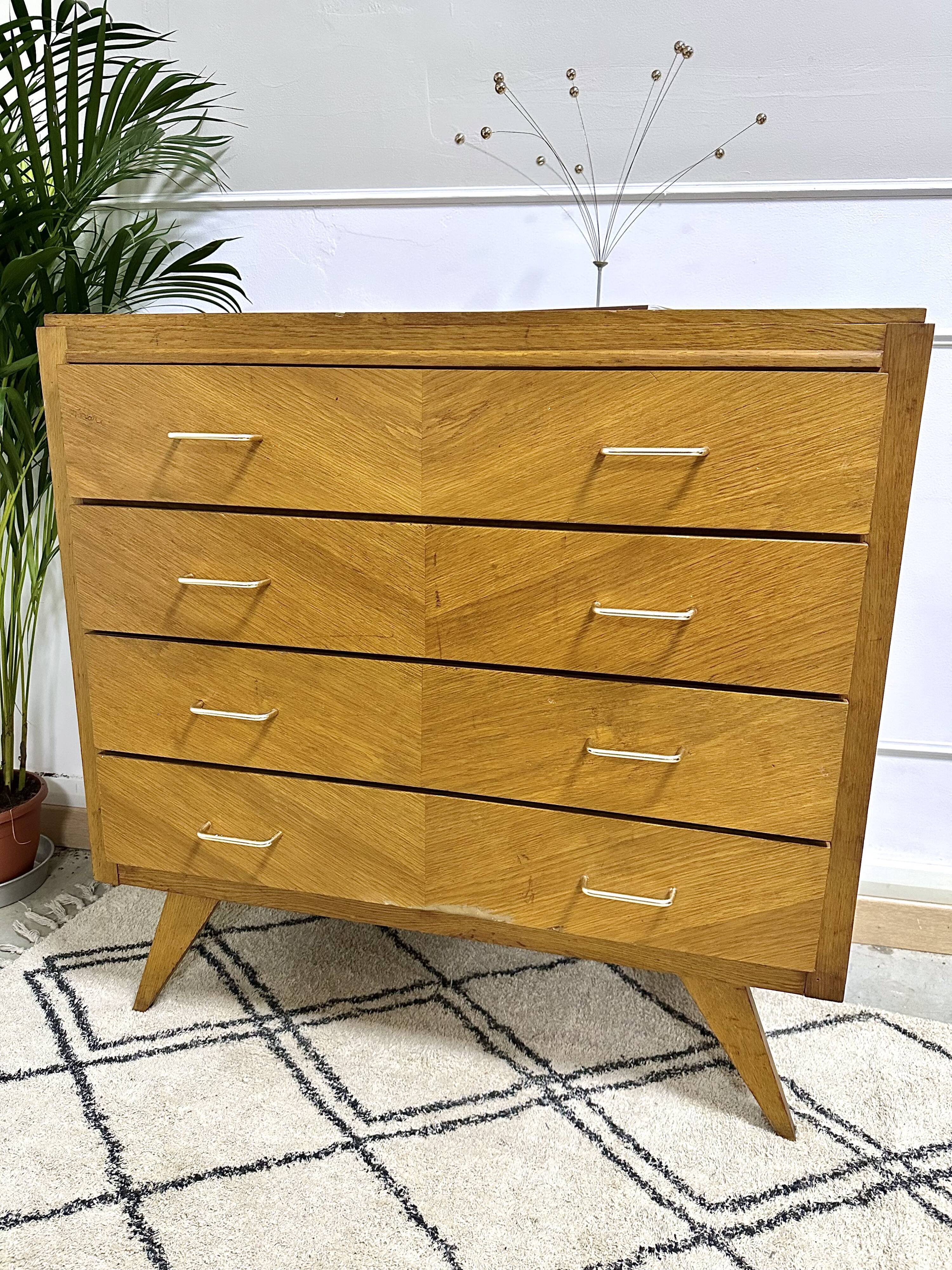 Vintage chest of drawers compass feet
