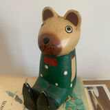 Vintage wooden decorative painted bear from the 60s