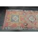 1970s Vintage Turkish Handmade Wool & Cotton Pink Runner Rug 94x306