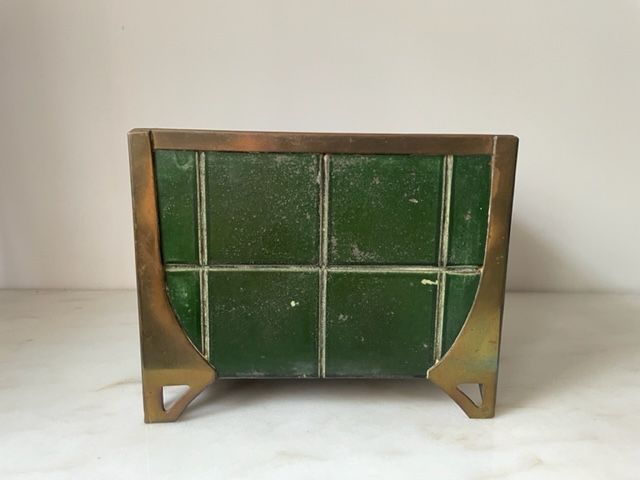 Pot cover in sheet metal and brass Art Nouveau Vienna Secession.