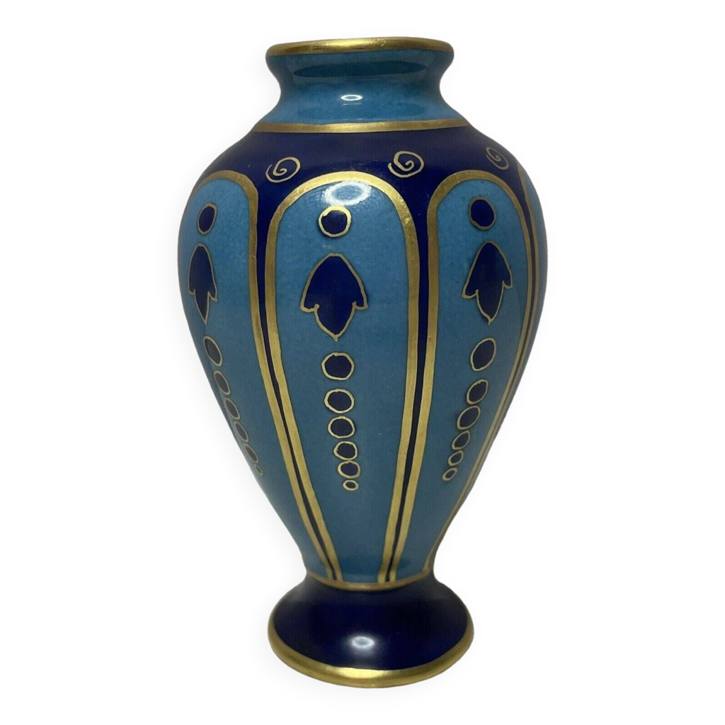 CHINE XXÈME - Vase en Laiton Cloisonné Dragons & Perle Sacrée EUR 40,50
