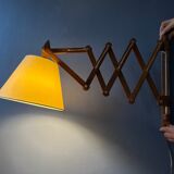 Wall lamp scissors in teak wood lampshade beige