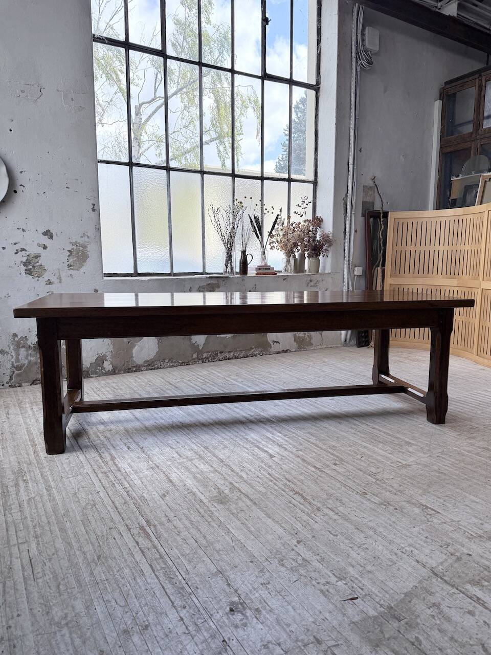 Table de ferme campagne noyer massif XL 250cm