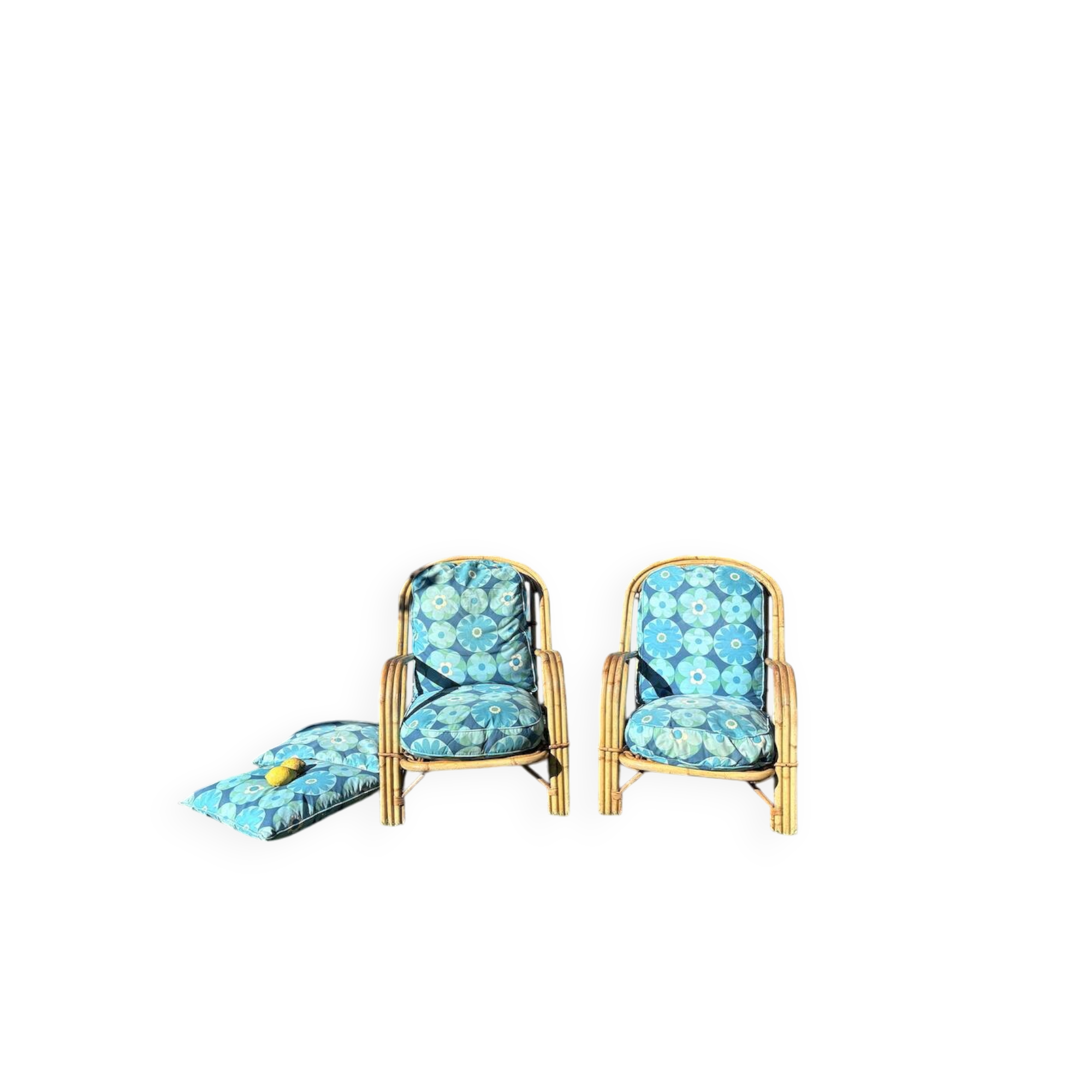 Pair of rattan armchairs "Audoux-Minnet" 1960