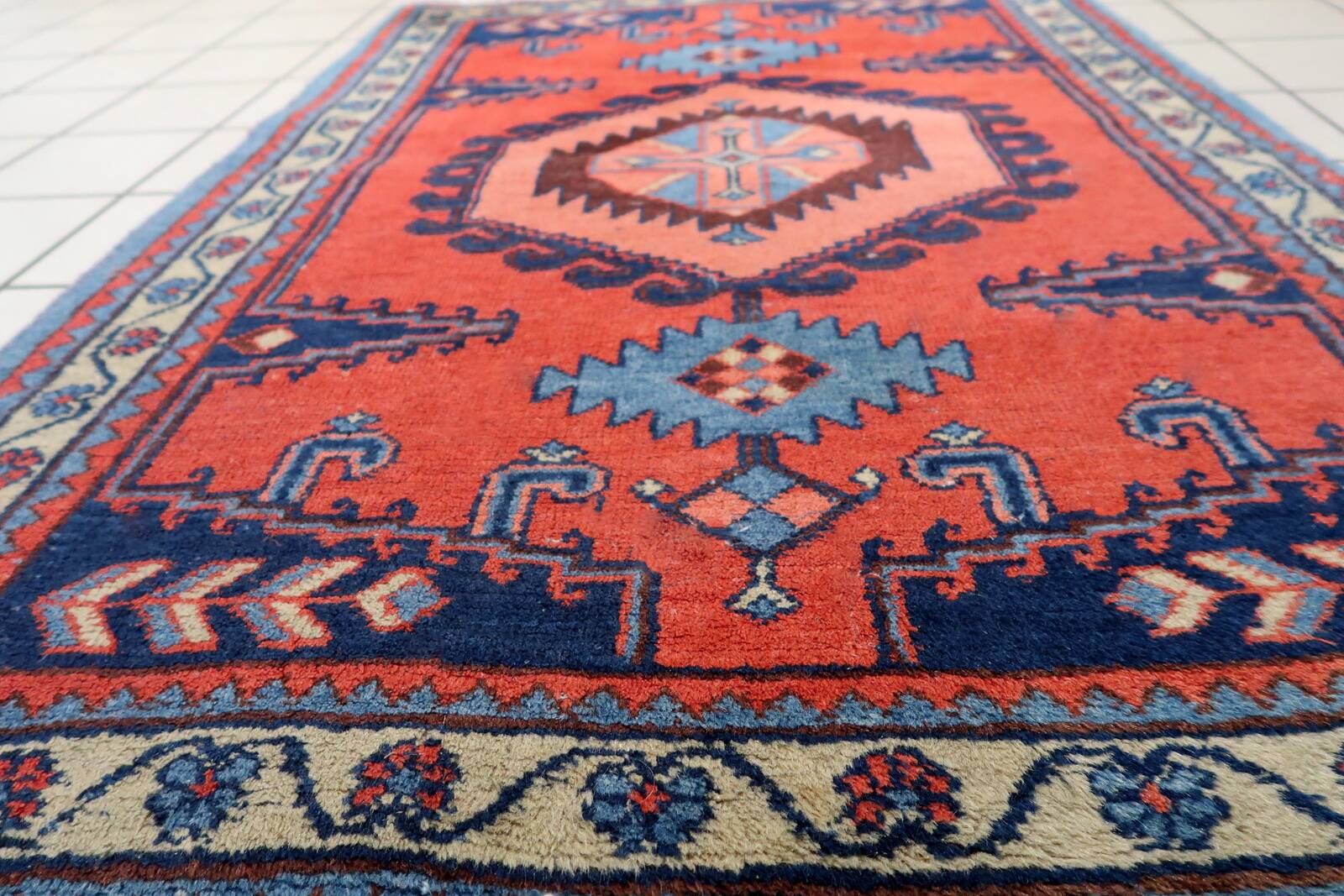 Tapis Hamadan vintage fait main en laine – 109 x 147 cm - 1C1039