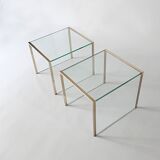3 nesting coffee tables in glass and gilded metal, 1950-1970