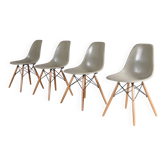 Ensemble de 4 chaises de salle à manger des années 1960 en fibre de verre verte "mousse de mer" / Charles & Ray Eames / Herman Miller, USA