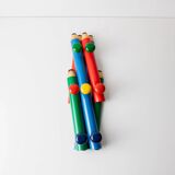 Vintage coat rack from the 1980s in the style of Pierre Sala, Memphis style, pencil pattern, extendable, 7 hooks.